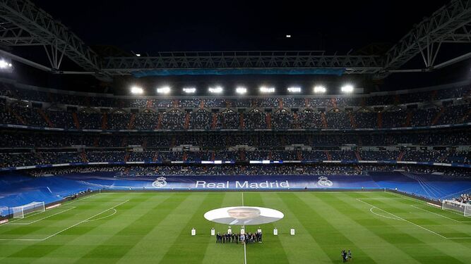 Terreno de juego del estadio Santiago Bernabéu.